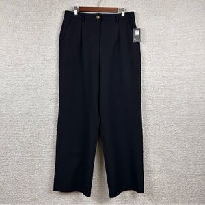 89th + Madison Pants Womens 10 Black Professional Flat Front Wide Leg Dress Pant